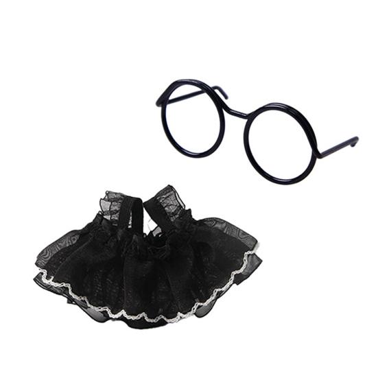 

1 Набор Милых Костюмов Хомяка Мини-Платье Принцессы и Круглые Металлические Очки Наряд для Белки для Маленьких Питомцев Повседневная Одежда Реквизит для Фото чёрный