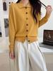Women's 100% Wool Polo Collar Long Sleeve Cardigan - Old Money Style, Simple Lapel Knit Sweater