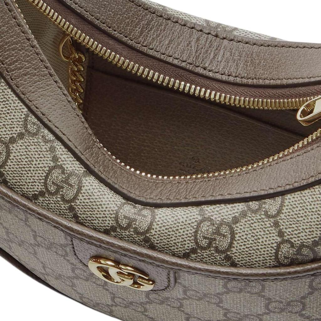 Gucci Ophidia GG Logo Vintage Chain Shoulder Strap Canvas With Leather Trim Mini Bag Women Shoulder Bag Beige Ebony 772308-K9GSG-8367