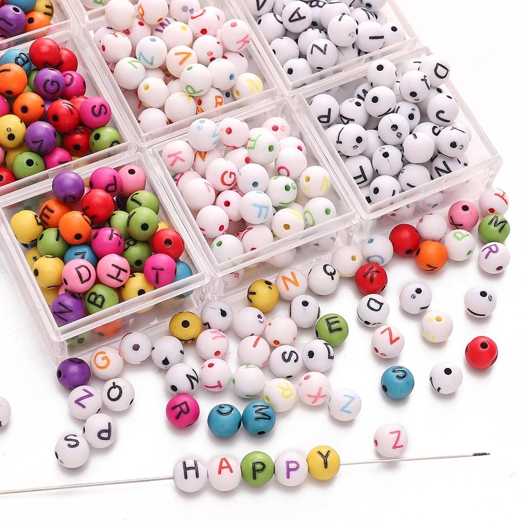 220Pcs Acrylic Beads Letter Round Loose Beads For DIY Necklace Bracelet Earrings Jewelry Making Craft Accessories