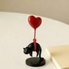 Floating Cat Heart Balloon Figurine 3D Printed Cute Black Cat Statue Romantic Desktop