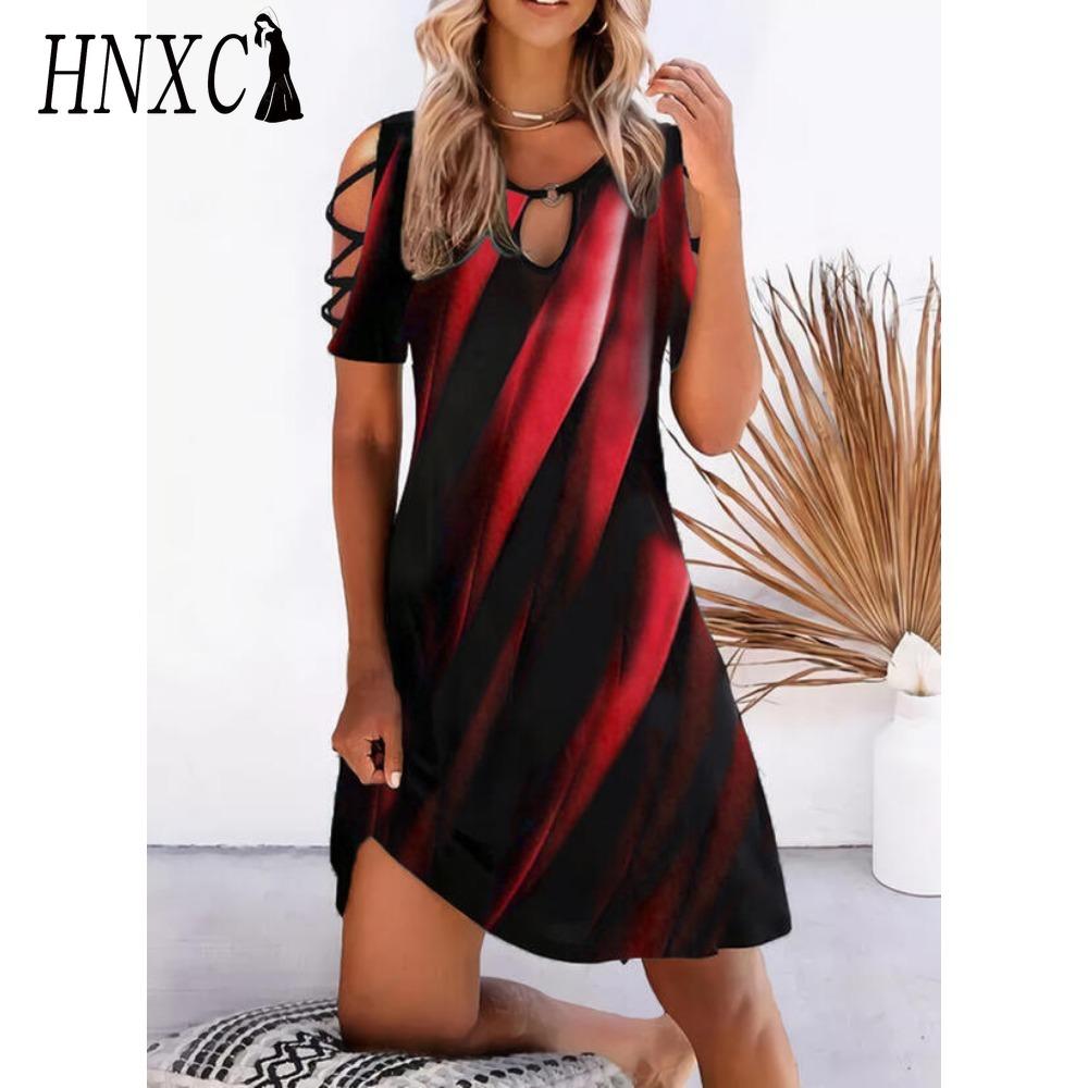 HNXC 13 Color Women Floral Print Dress Summer Sexy Short Sleeve O-Neck Mini Dresses Female Vintage Elegant Dress