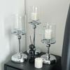 Detachable Metal Glass Candle Holders Transparent Luxury European Style Candlestick Anti-slip Table Ornaments