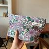 Large Capacity Cosmetic Bag with Purple Flower Print, Travel Makeup Organizer & Brush Pouch, Wash Bag Gift for Women Students