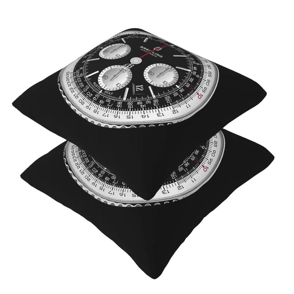 Black Luxury Watch Face 2 Pcs Square Pillowcase Pillow Cover Cushion Decor Comfort Throw Pillow For Home Car