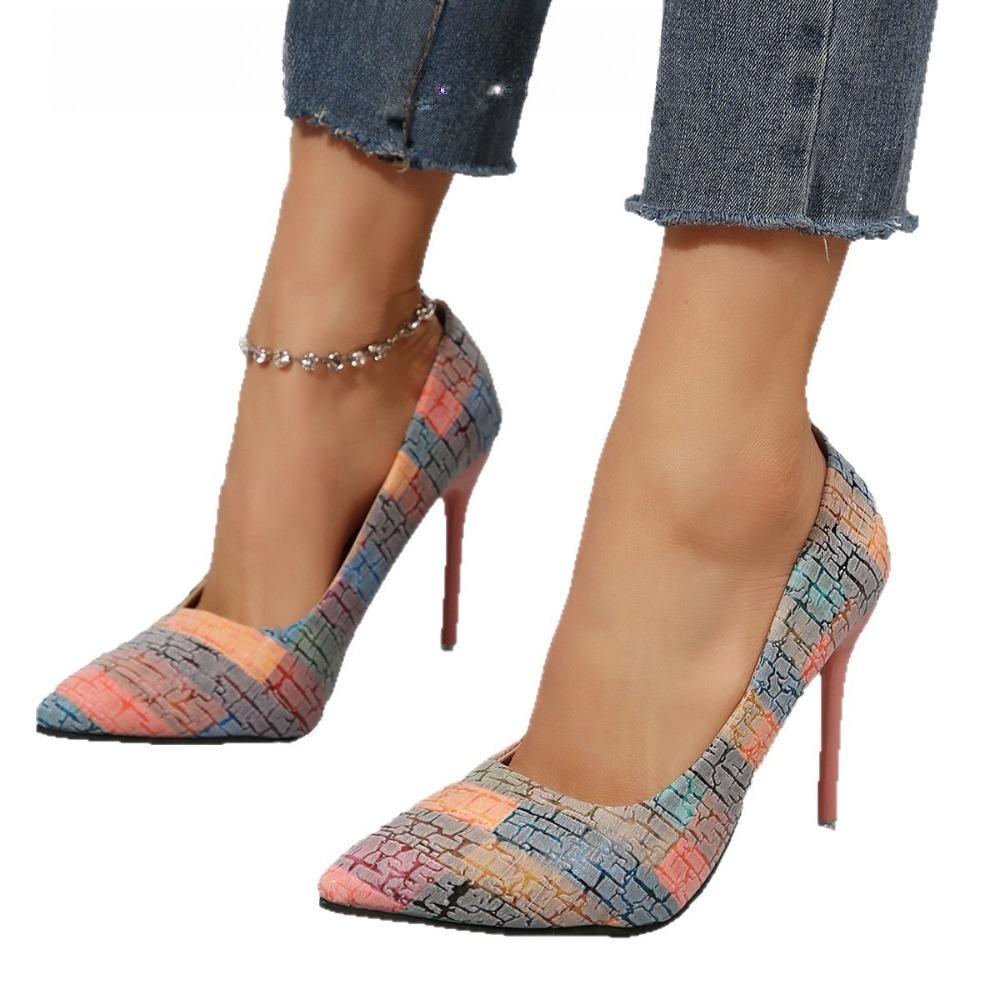 

Европейская и американская мода Весна-Осень Новые женские туфли - Слипоны на высоком каблуке, карьерные туфли-лодочки 43 оранжевый