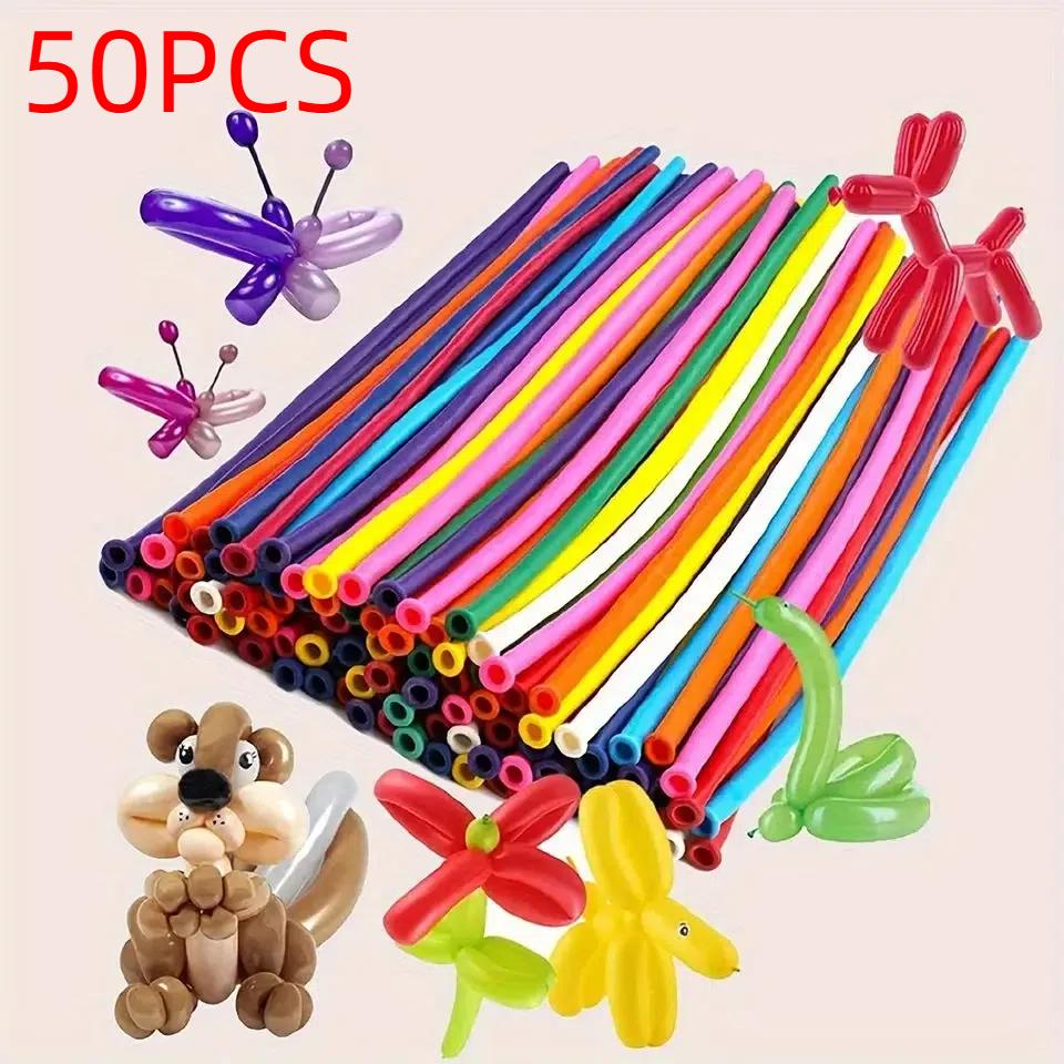 100pcs Balloon Long Strip Spiral Style Color Latex Gathering Party Birthday Wedding Decoration Balloon Design with Inflator