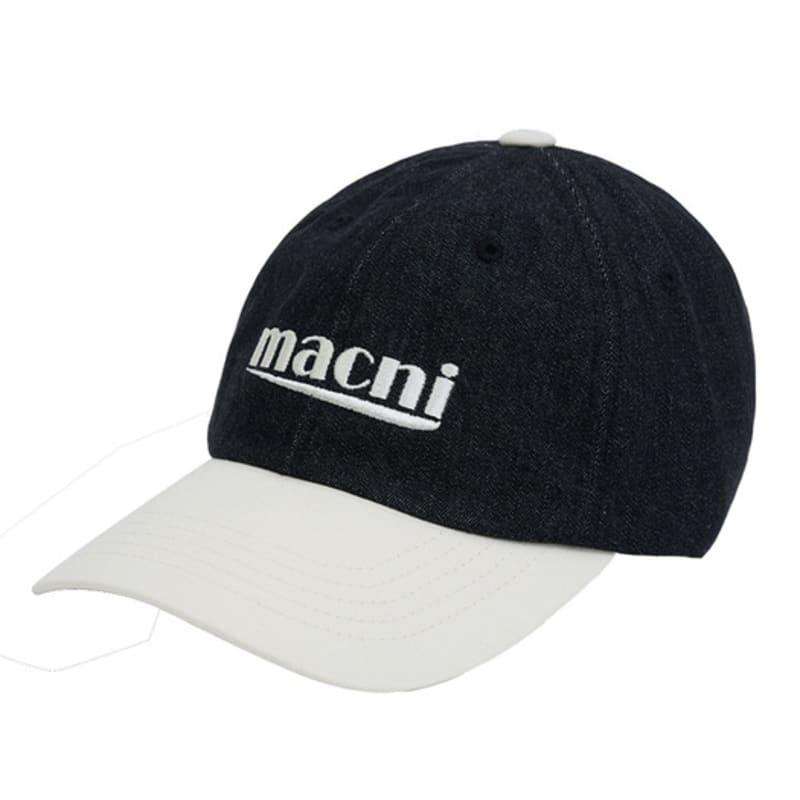 macni SIGNATURE LOGO MIX DENIM BALL CAP_BLACK DENIM MIX