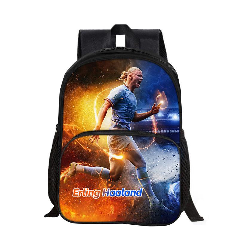 Zaino con Tasca Frontale Haaland Studenti Bambini Stella del Calcio Borsa da Scuola Calcio Sportivo Zaino da Viaggio Grande Capacità