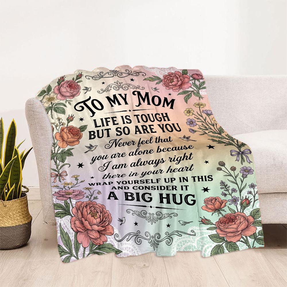 Floral Tribute To Mom Flannel Blanket-Soft and Suitable for Sofas,Beds,Offices,Travel,All Seasons,Great Gift for Holidays and Birthdays.