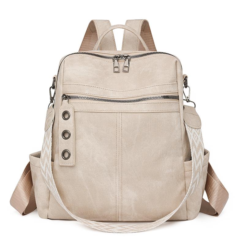 Mochila PU para Mujer Mochila de Gran Capacidad Bolso de Hombro Multifunción