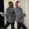 Fleece Thickened Double-sided Coral Fleece Autumn and Winter Loose Hooded Thermal Sweater Women's Cardigan Lamb Plush Jacket