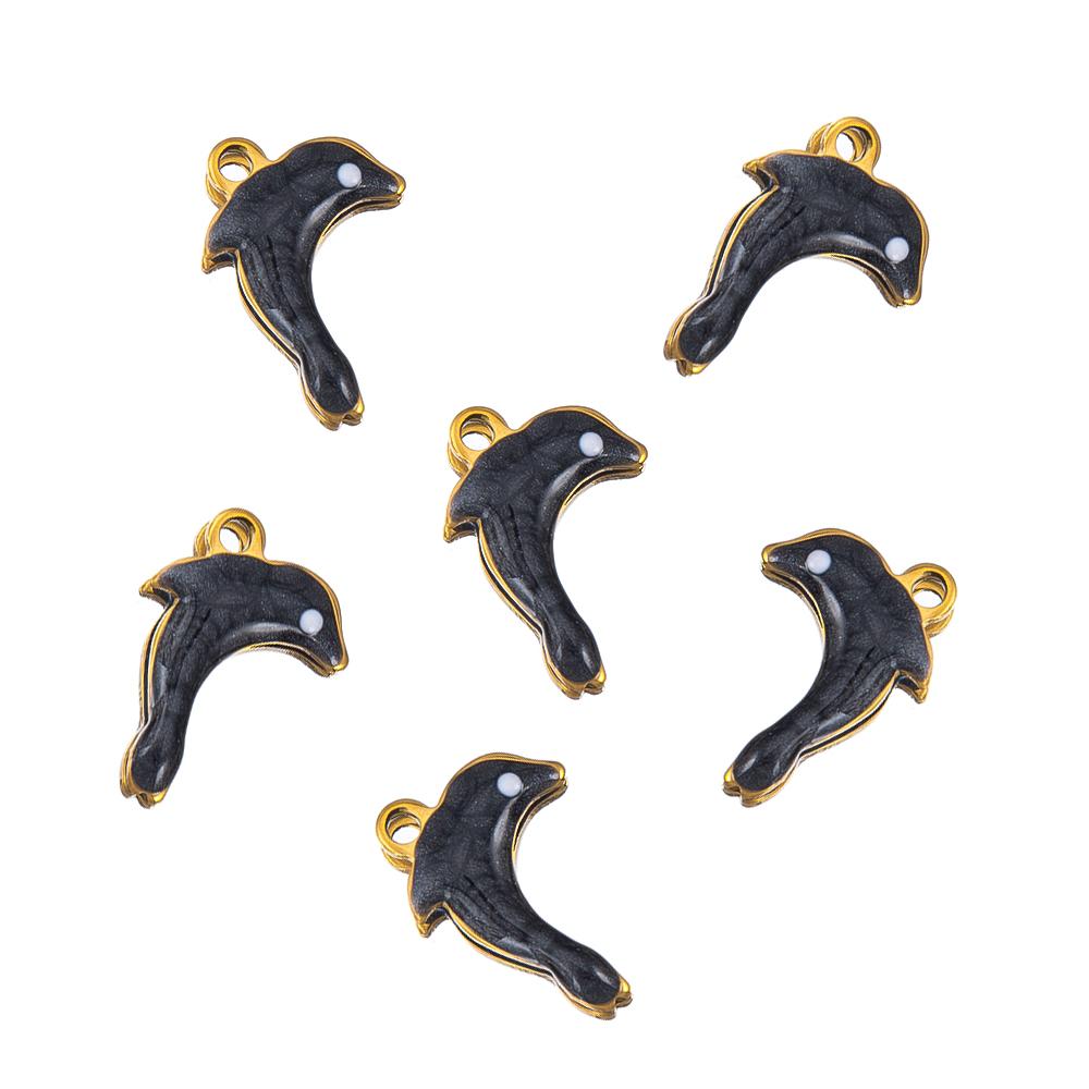 10pcs Stainless Steel Enamel Octopus Seahorse Dolphin Crab Clown fish Charm Bracelet Earring Pendant Base for DIY Jewelry Making