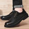 Leather Big Head Stitched Leather Shoes Wide Head Round Head Retro Polished Tooling Shoes Martin Breathable Casual Men's Shoes