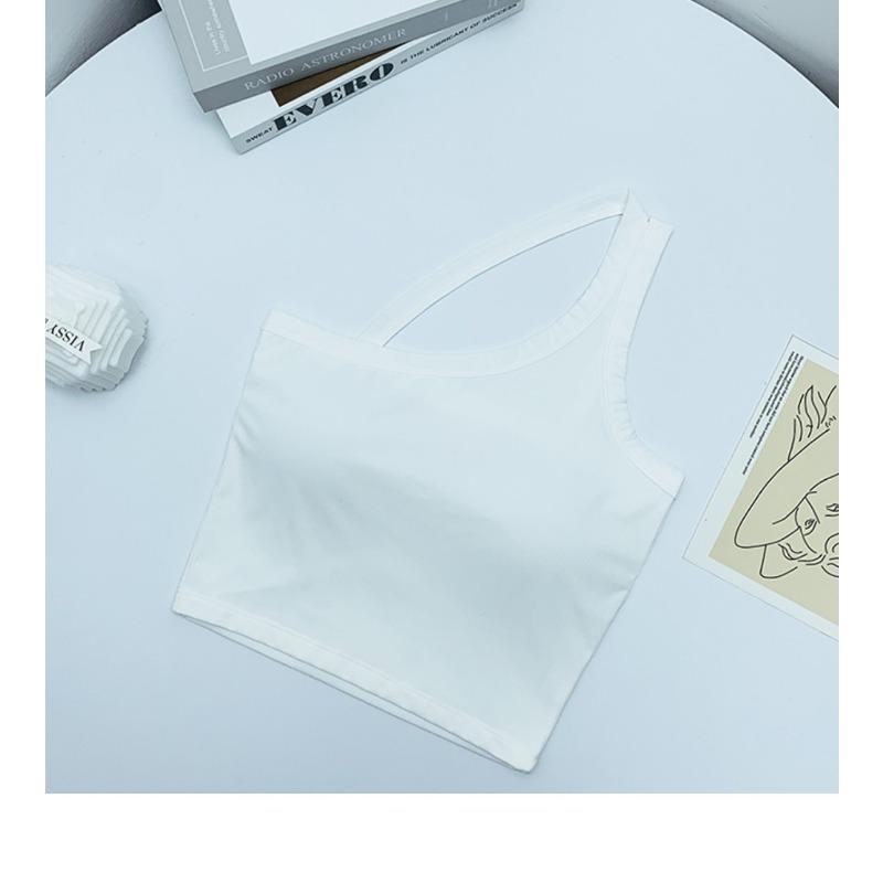 Asymmetric Off Shoulder Camisole with Built In Bra Back Detail Design