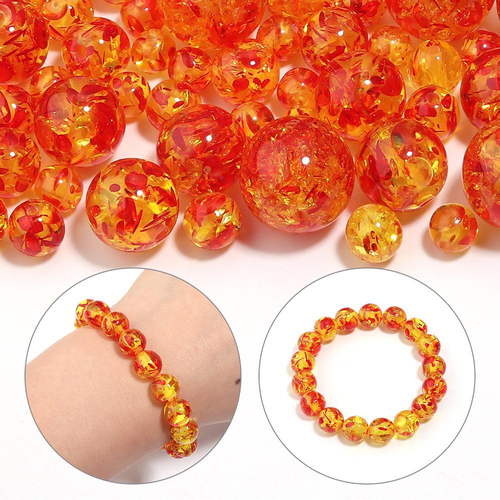 5-30pcs Imitation Amber Beads Round Loose Spaced Acrylic Beads For DIY Crafts Charms Bracelet Necklace Accessory 8/10/12/16/20mm
