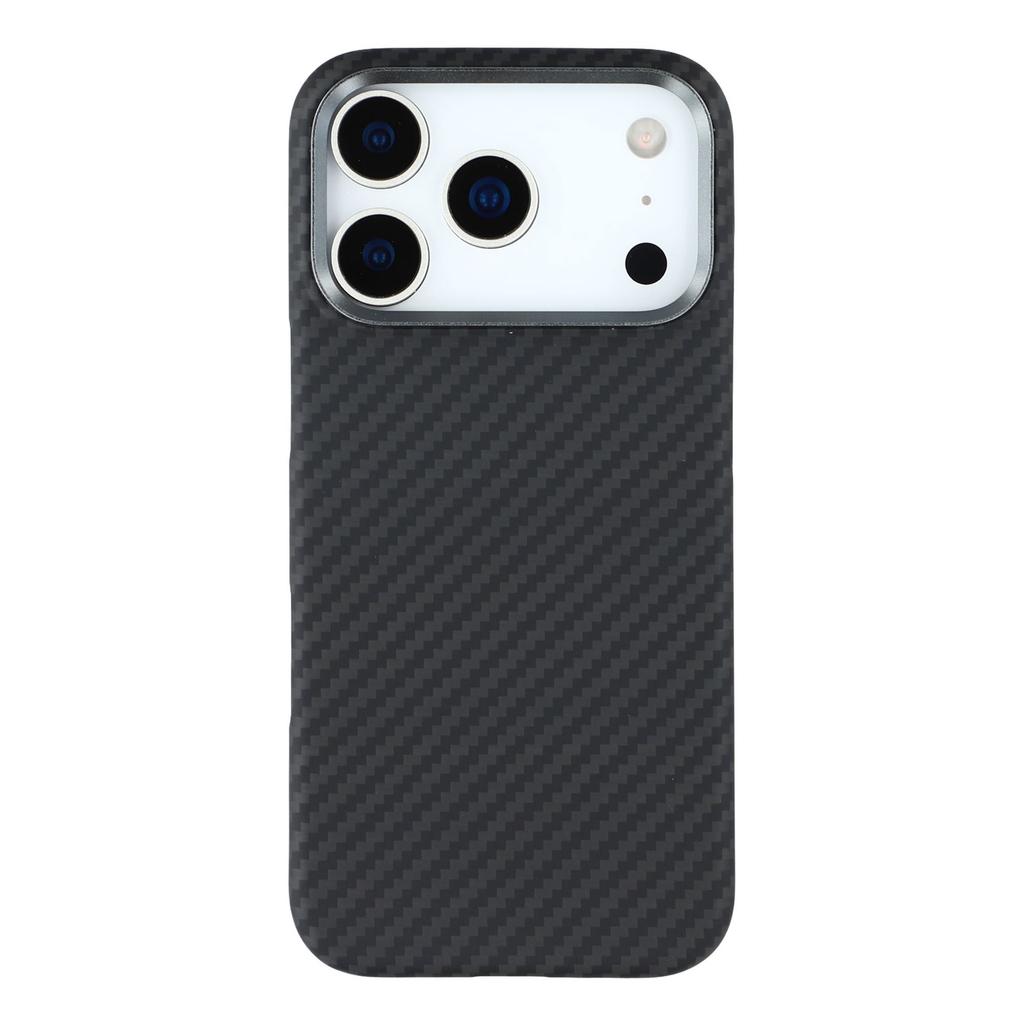 For iPhone 17 Pro Max Magnetic Case 1500D Coarse Texture Aramid Fiber Phone Cover with Metal Lens Frame