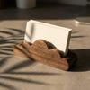 Soporte de Tarjetas de Visita Premium de Madera de Nogal Negro con Forma de Nube, Exhibidor, Organizador de Escritorio de Madera Maciza Creativo, Decoración de Escritorio