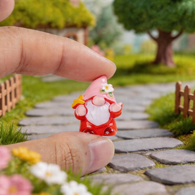 Mini 6Pcs Gnome Figurines Resin Crafts Micro Landscape Ornaments Car Desktop Lawn Decor Elf Bonsai DIY Christmas Decorations