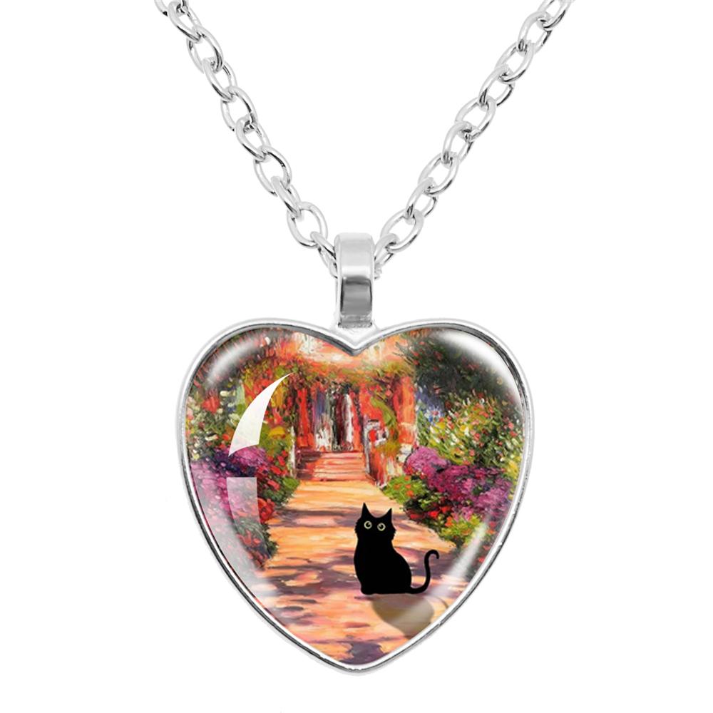 Gepersonaliseerde Kitten Kat Hart Hanger Ketting Dier Vorm Kunst Foto Glas Cabochon Sieraden Kinderen En Vrouwen