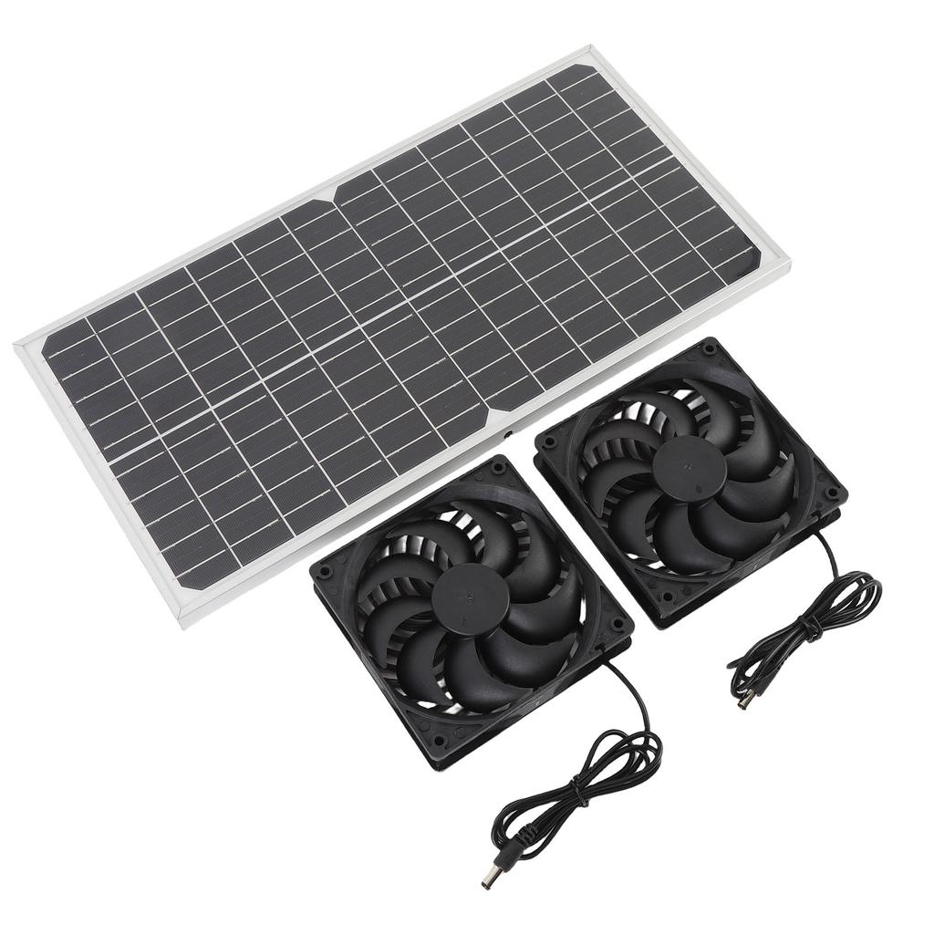 80W Double Solar Exhaust Fan with Monocrystalline Silicon Panel IPX7 Rain Proof High Speed Low Noise 6.7in Solar