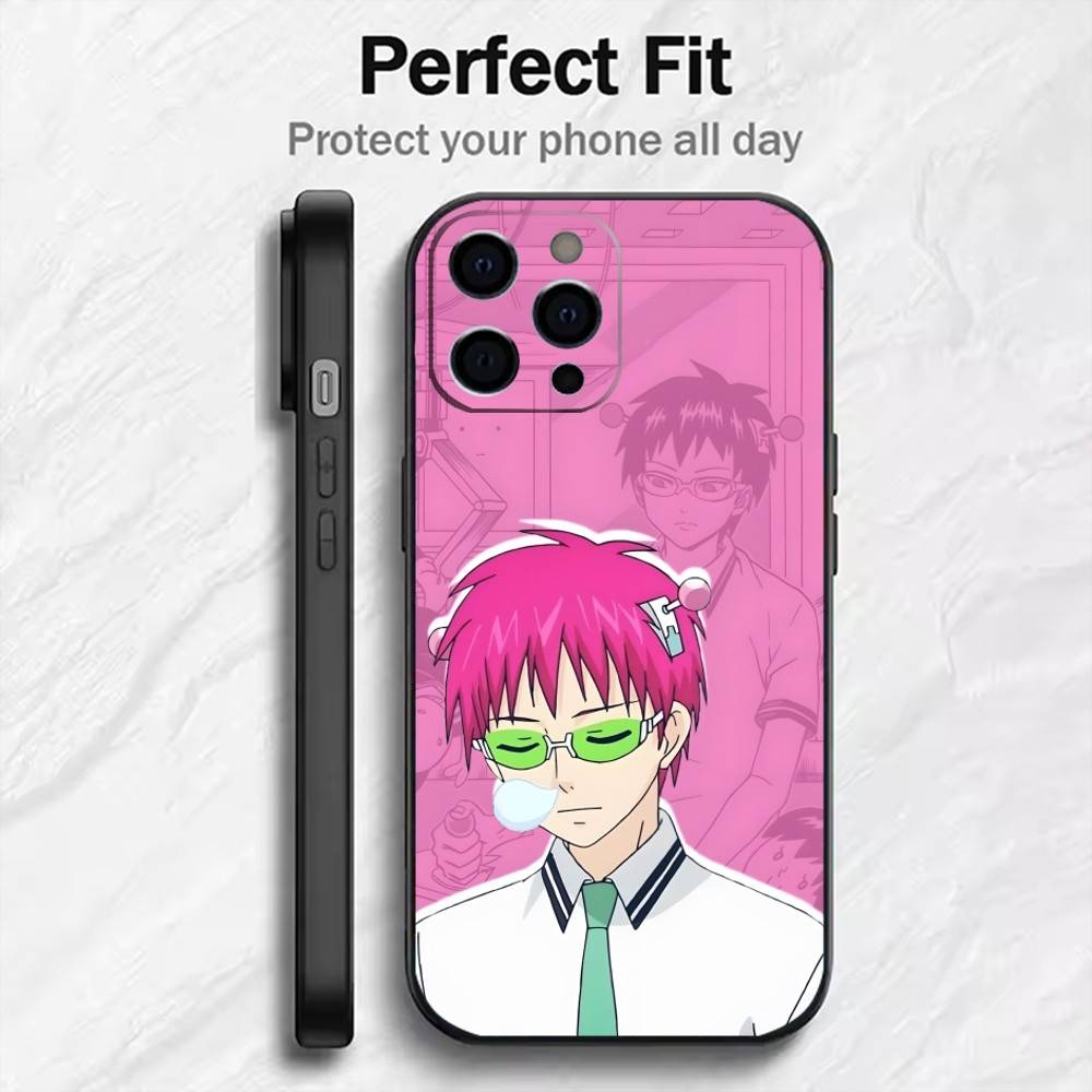 K-Kusuo S-Saiki From Anime The Disastrous Phone Case For iPhone17,16,15,14,13,12 Plus,Max Soft Silicone Black Cover