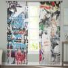 Vintage Old Newspaper Graffiti Tulle Curtains For Living Room Bedroom Decoration Chiffon Sheer Voile Kitchen Window Curtain