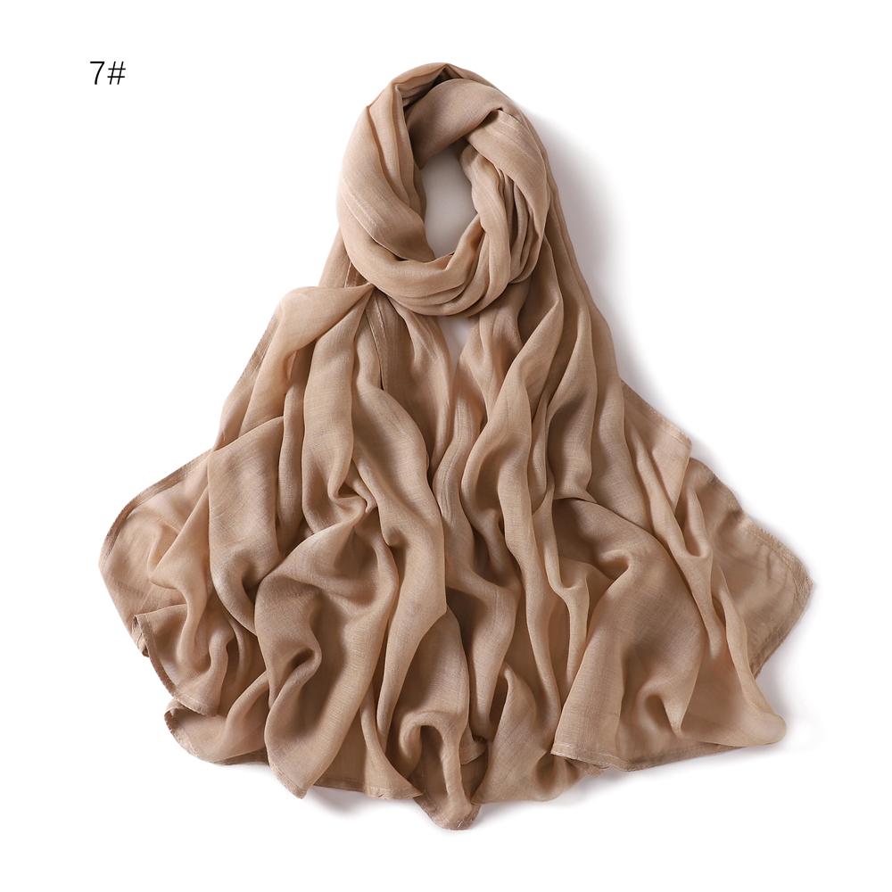 100% Viscose Double Stitches Edge Scarf Hijab Femme Solid Color Long Shawl Muslim Foulard Headscarf Pashmina