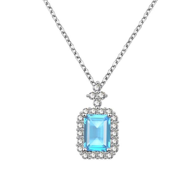 Chic Perfume Bottle Pendant Necklace Colorful Gem Clavicle Chain Women