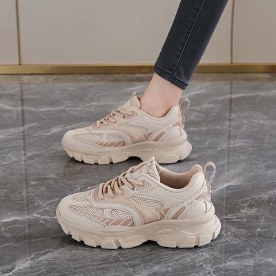 CRLAYDK Chunky Sneakers for Women Platform Fashion Mesh Walking Shoes Casual Running Sport Running Comfortable Lace Up Tennis