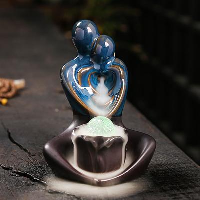 Creative Skeleton Couple's Valentine's Day Backflow Incense Burner with Shaped Ceramic Incense Burner Crafts and Decorations
