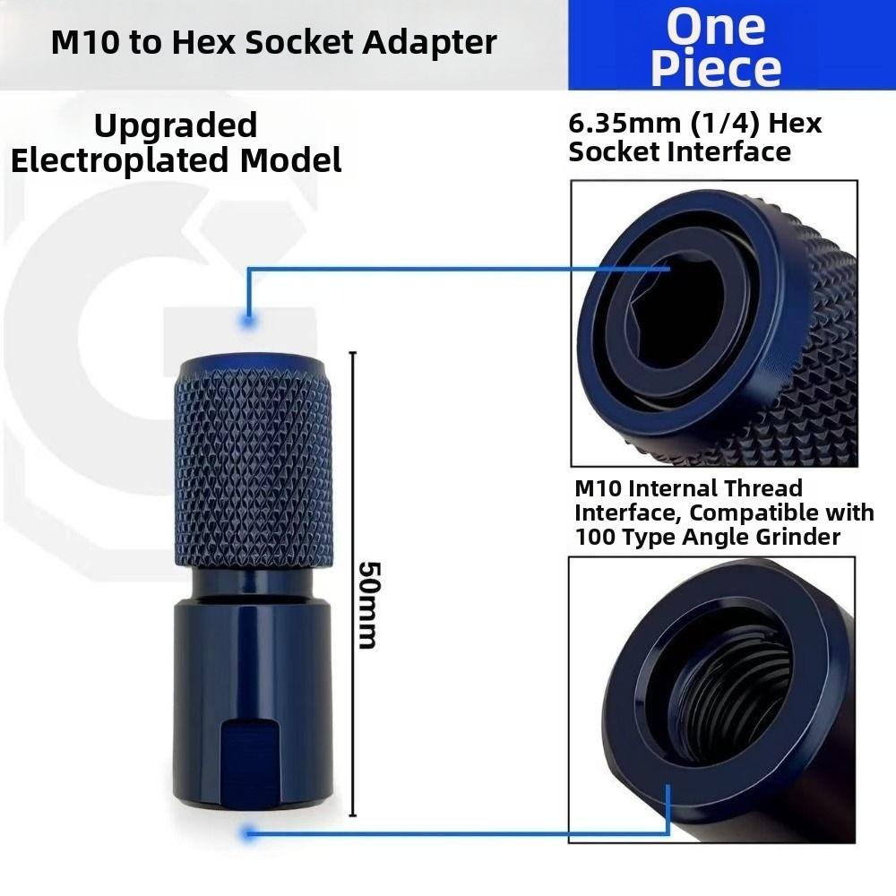 M10 Thread Hex Shank Converter Hex Shank Drill Bit Adapter  Angle Grinder Accessory