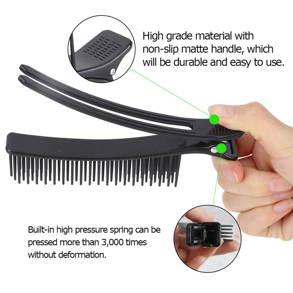 2Pcs Hair Styling Clip Salon Sectioning Hairpin Hairdressing Partition Clip Hairgrip Tool Black