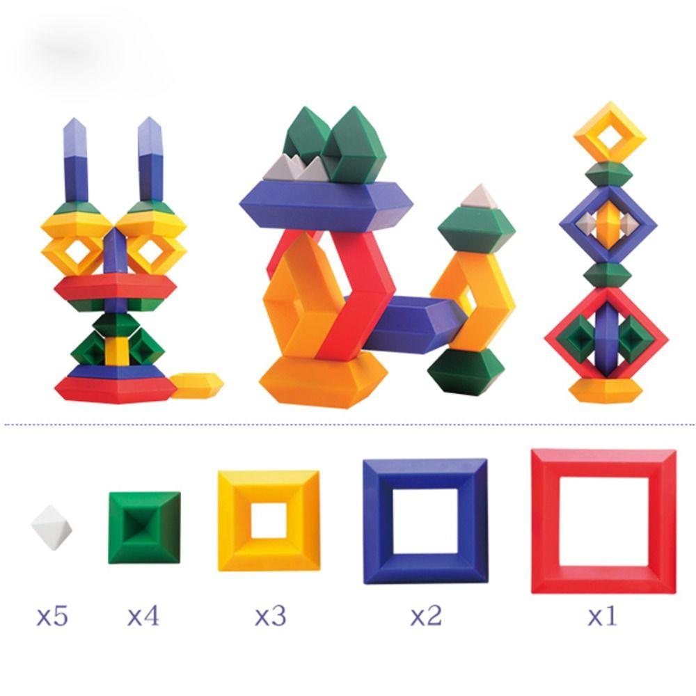 Building Block Toys Pyramid Building Blocks Set Rainbow Tower Stack Toy Pyramid Block Rhombus Toys