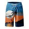 Men's Fashion Printed Strapped Hawaiian Beach Fit Sport Casual Shorts Pants