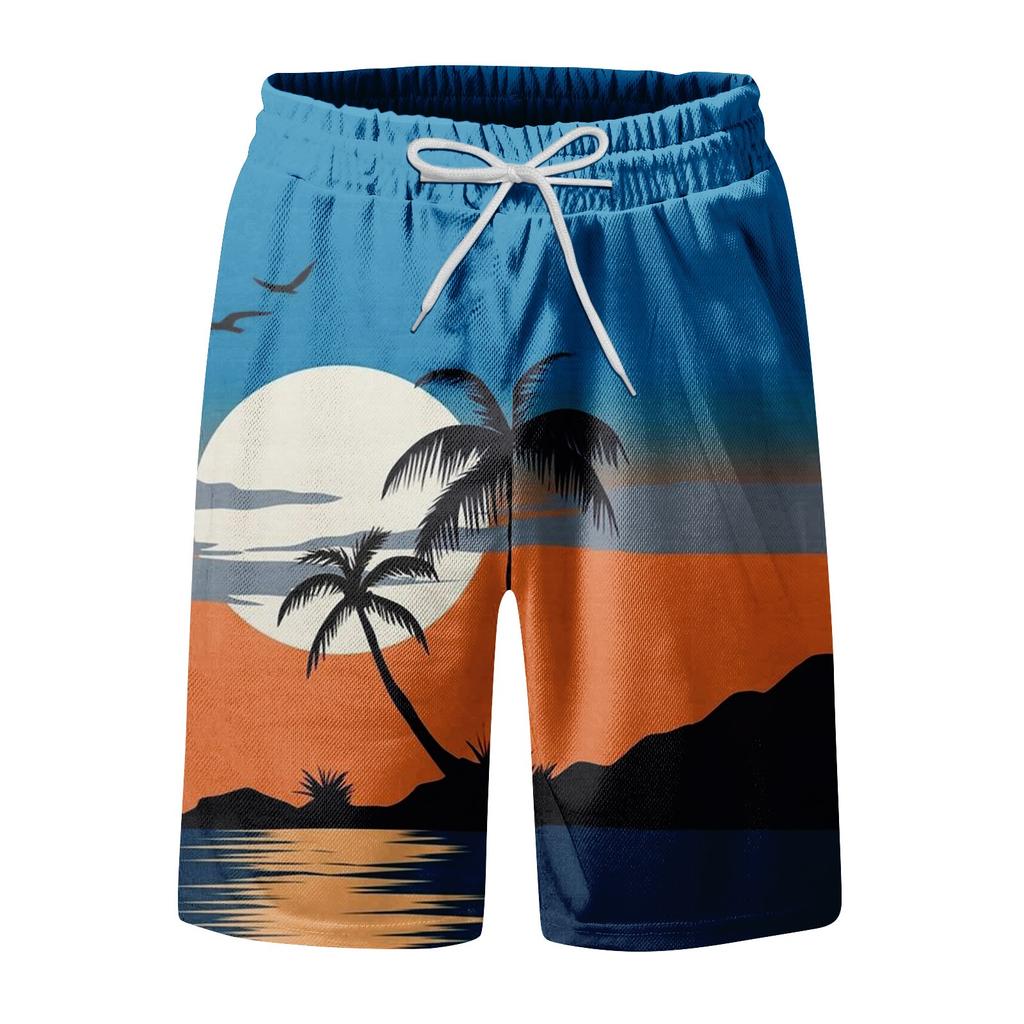 Men's Fashion Printed Strapped Hawaiian Beach Fit Sport Casual Shorts Pants