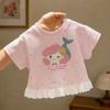 Cute Girls Mermaid Princess Polka Dot Short Sleeve T Shirt Summer Baby Top