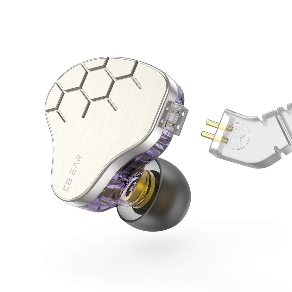 Yinyoo KBEAR Lark Earphones, Noise-Canceling Stereo In-Ear Monitors, Chinese-Made, Ear-Hook, In-Ear, Wired, 2-Pin Silver-Plated Earbuds for