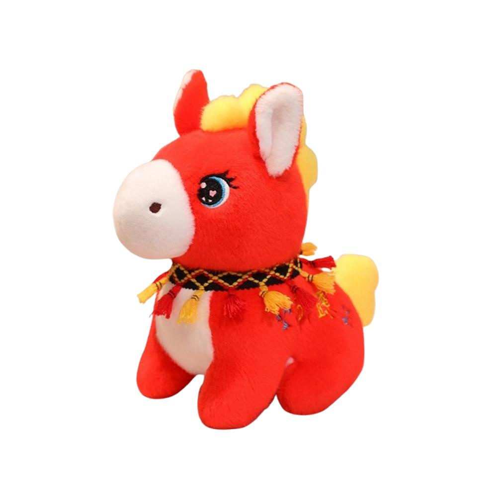 Chinese Style Zodiac Horse Doll Cute Plush Horse Toys Cartoon 2026 New Year Mascot Bedside Decor