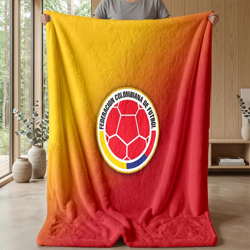 Colombia Football Printed Flannel Blanket Skin Friendly Warm Decorative Throw for Indoor Couch Bed Daily Use