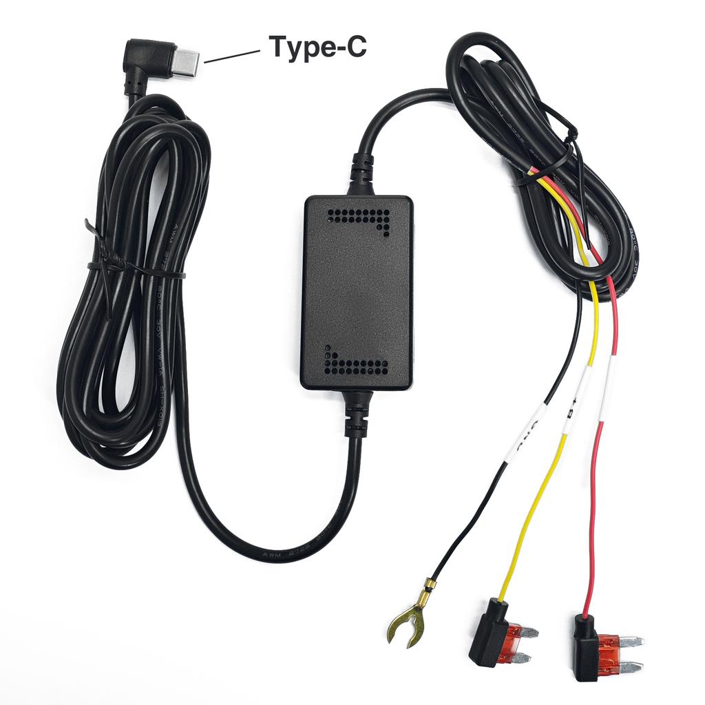 GRANDnavi 5V Buck Line Type-C Car Charger Wire Kit Hardwire Kit For Dash Cam Reaview Mirror 24H Parking Monitoring