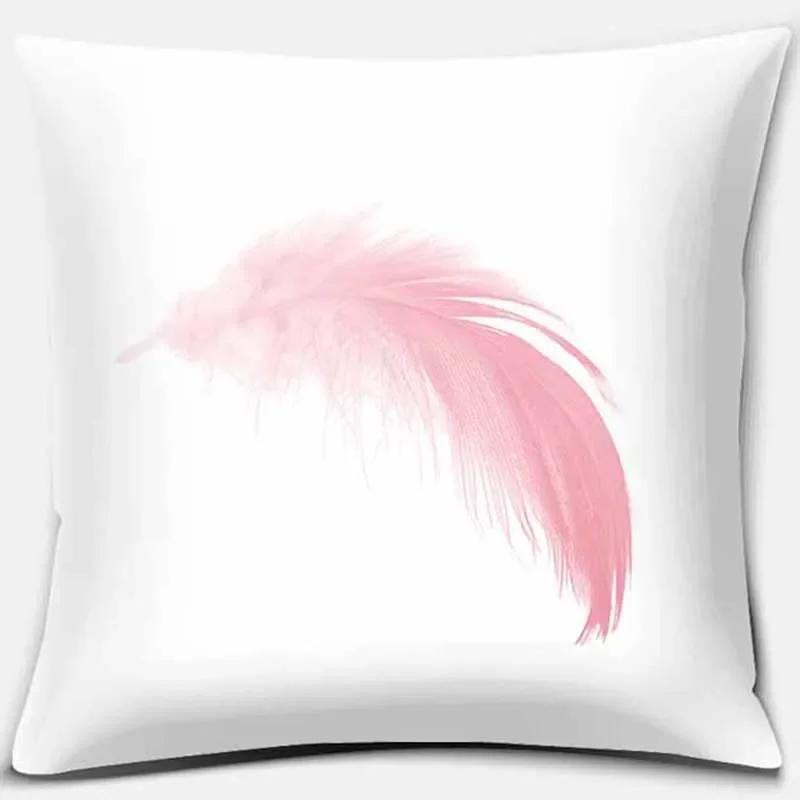 Home Decor Pink Printed Square Polyester Pillowcase Car Sofa Cushion Cover For Bedroom Living Room Sofa X