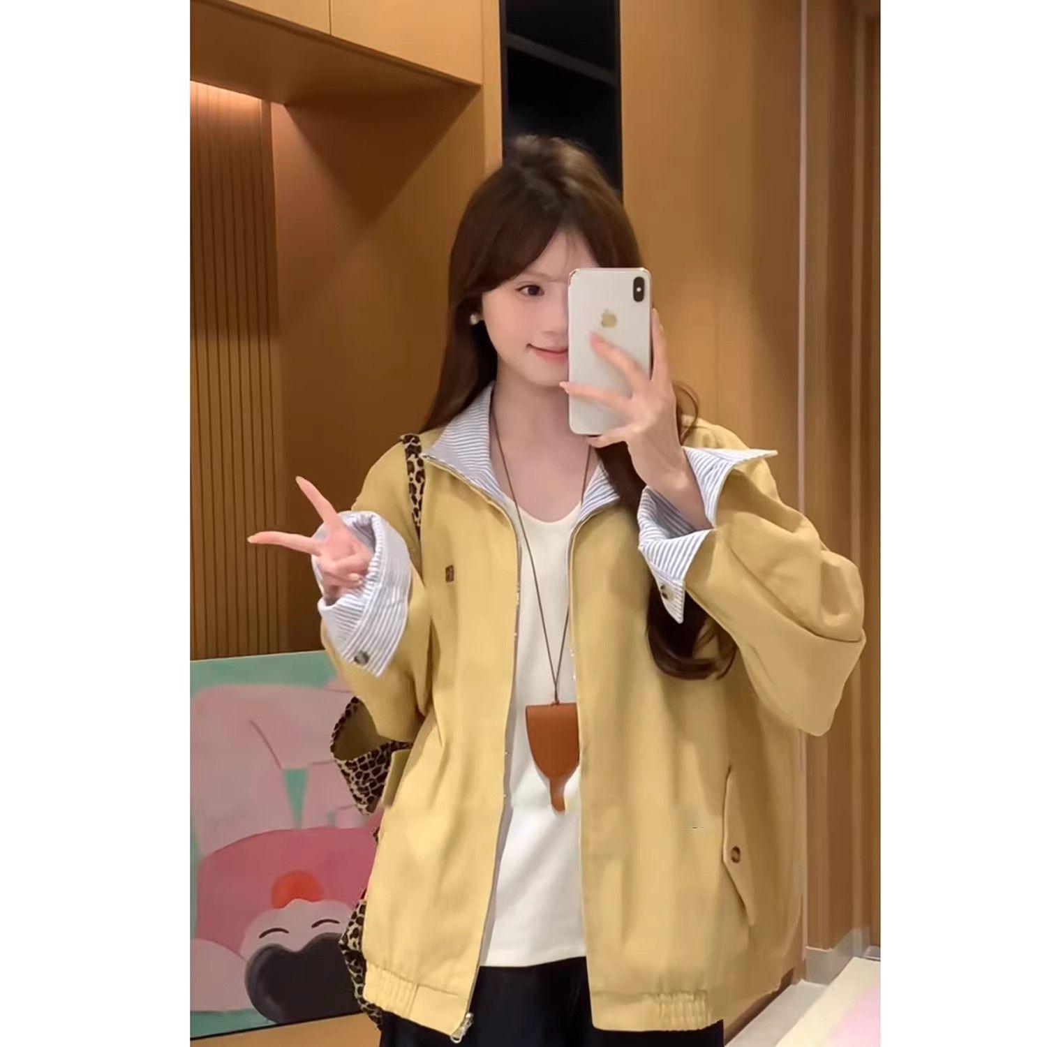 

Унисекс Желтая Двусторонняя Куртка Харрингтон - Весенне-Осенний Тренд S, recommended 40-48 kg