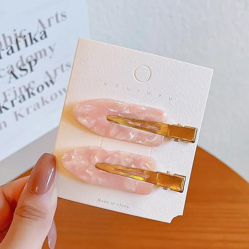 Einfache Sakura-Pink Nahtlose Haarspange Damen Acetatplatte Keine Knick-Ponyklemme Entenschnabelklemme Haarnadeln Haarstyling-Werkzeug