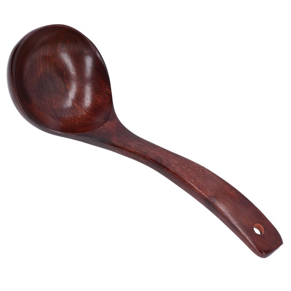 2Pcs Wood Soup Spoon Long Handle Cooking Spoon Long Wood Ladle  Serving Soup