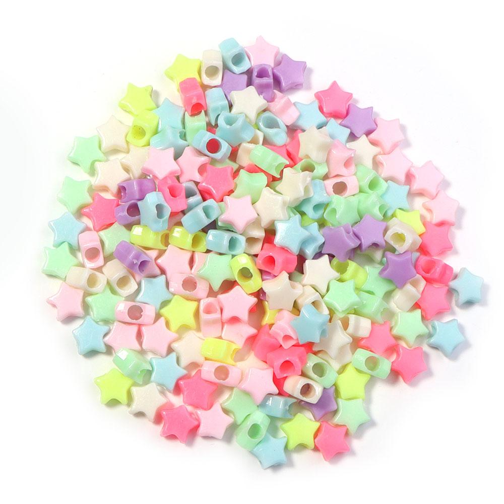 

200pcs/lot Macaron Color Acrylic Beads Butterfly Star Flower Beads Big Hole Loose Beads For Jewelry Making DIY Bracelet Necklace звезда