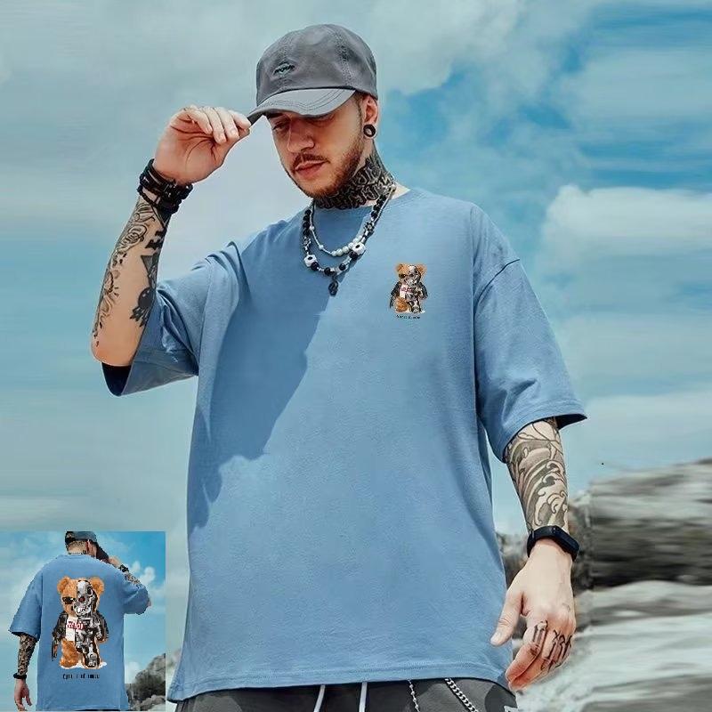 

Летний топ с круглым вырезом и 3D-принтом маленького медвежонка, модная повседневная мужская футболка с коротким рукавом XS синий