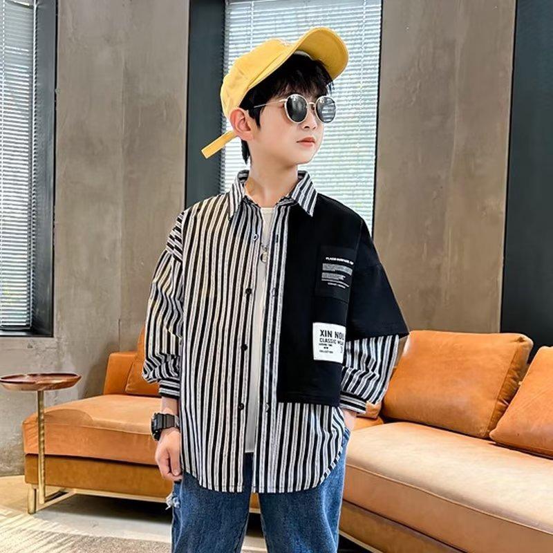 

Модные рубашки для мальчиков весна-лето 2024: Стильная уличная одежда для детей 150 чёрный