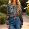 Women's Halloween Print Long Sleeve Top - Casual Pullover with Split Hem, Fun Holiday Design for Parties and Daily Wear
