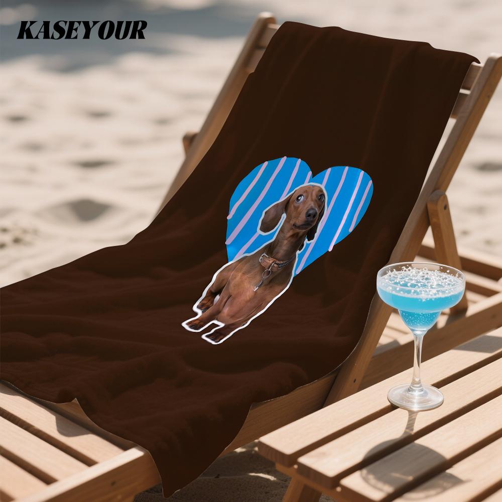 Dachshund Love Heart Oversized Microfiber Beach Towel Sand Proof Quick Dry, Absorbent for Swimming Pool Travel Camping